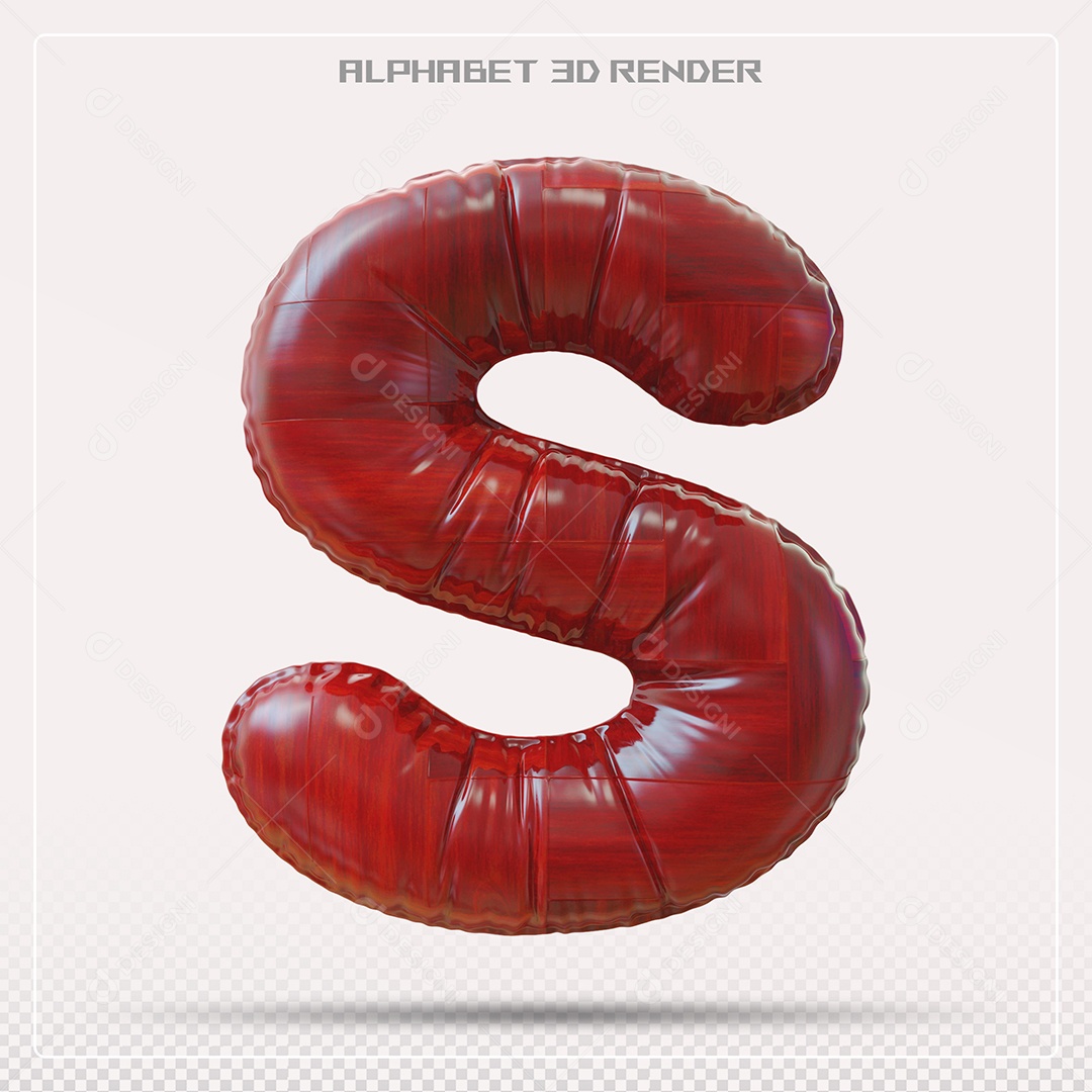 Elemento 3D Letra S Vermelha para Composição PSD