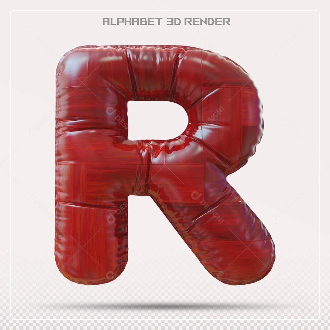 Elemento 3D Letra R Vermelha para Composição PSD