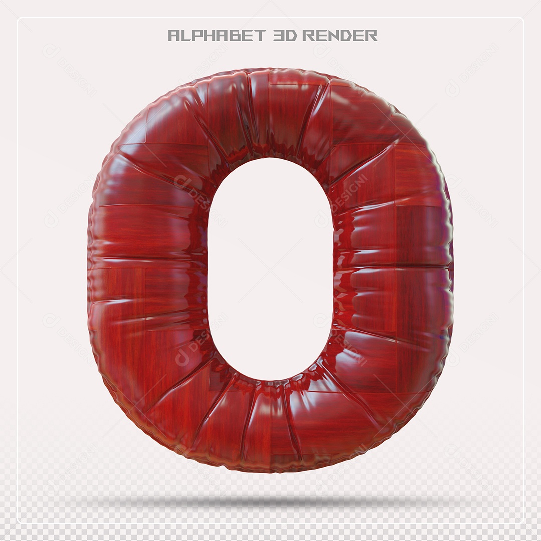 Elemento 3D Letra O Vermelha para Composição PSD