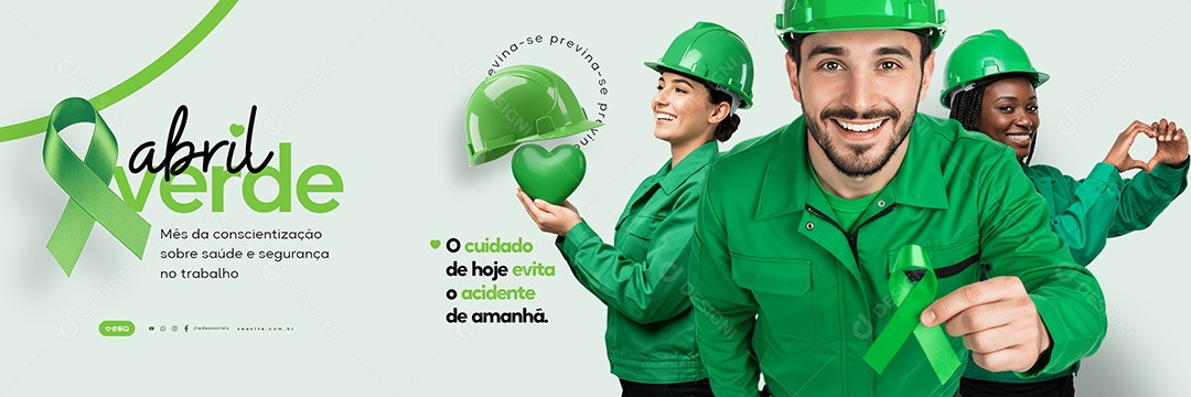 Carrossel Abril Verde Previna-Se Social Media PSD Editável