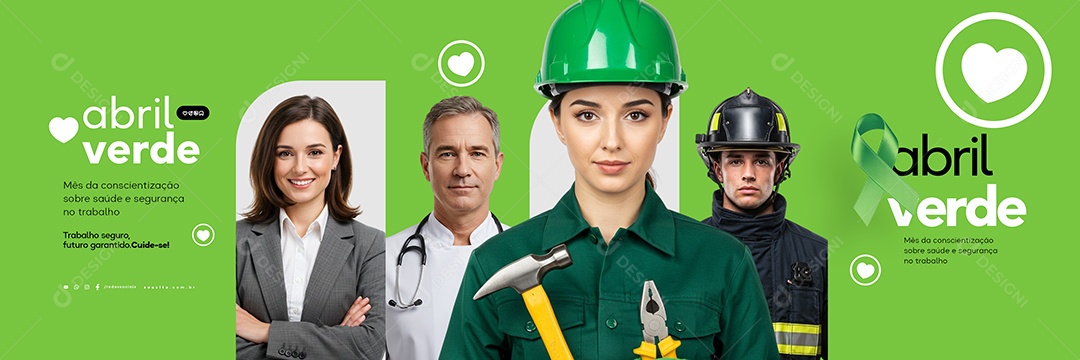 Carrossel Abril Verde Mês da Conscientização Sobre Saúde e Segurança Social Media PSD Editável