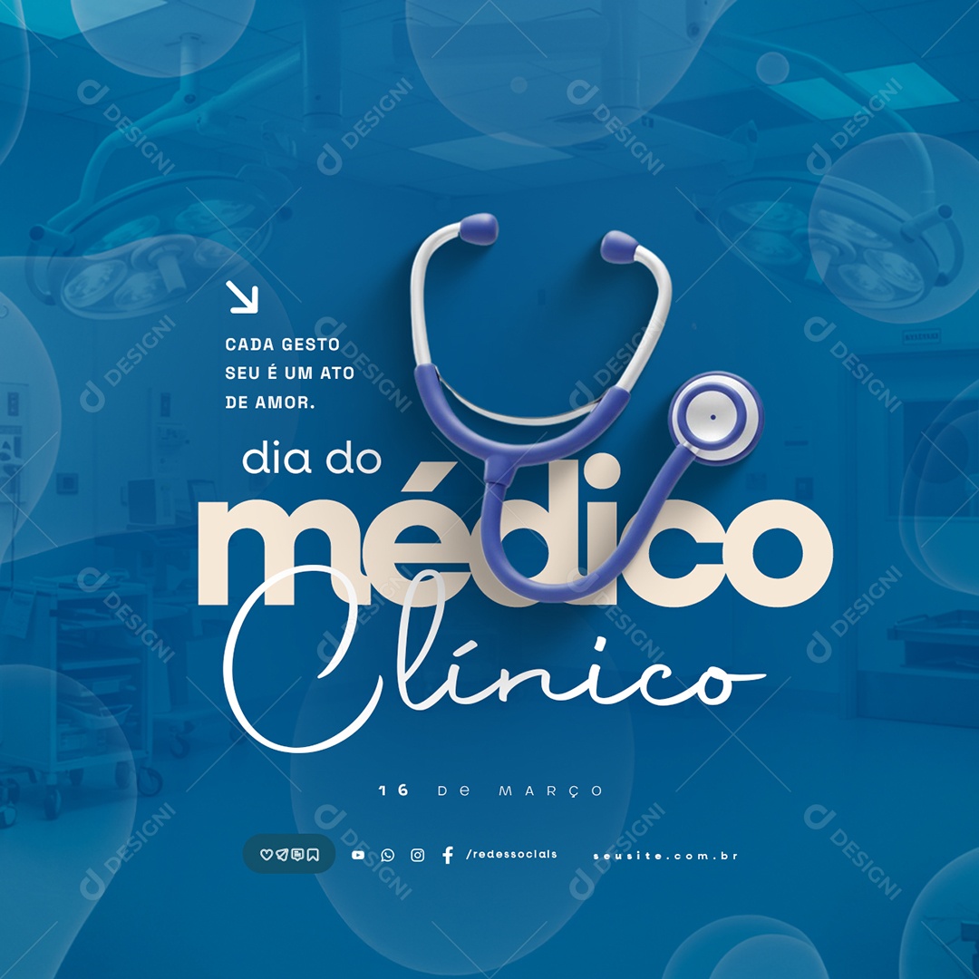 Dia do Médico Clínico 16 de Março Social Media PSD Editável