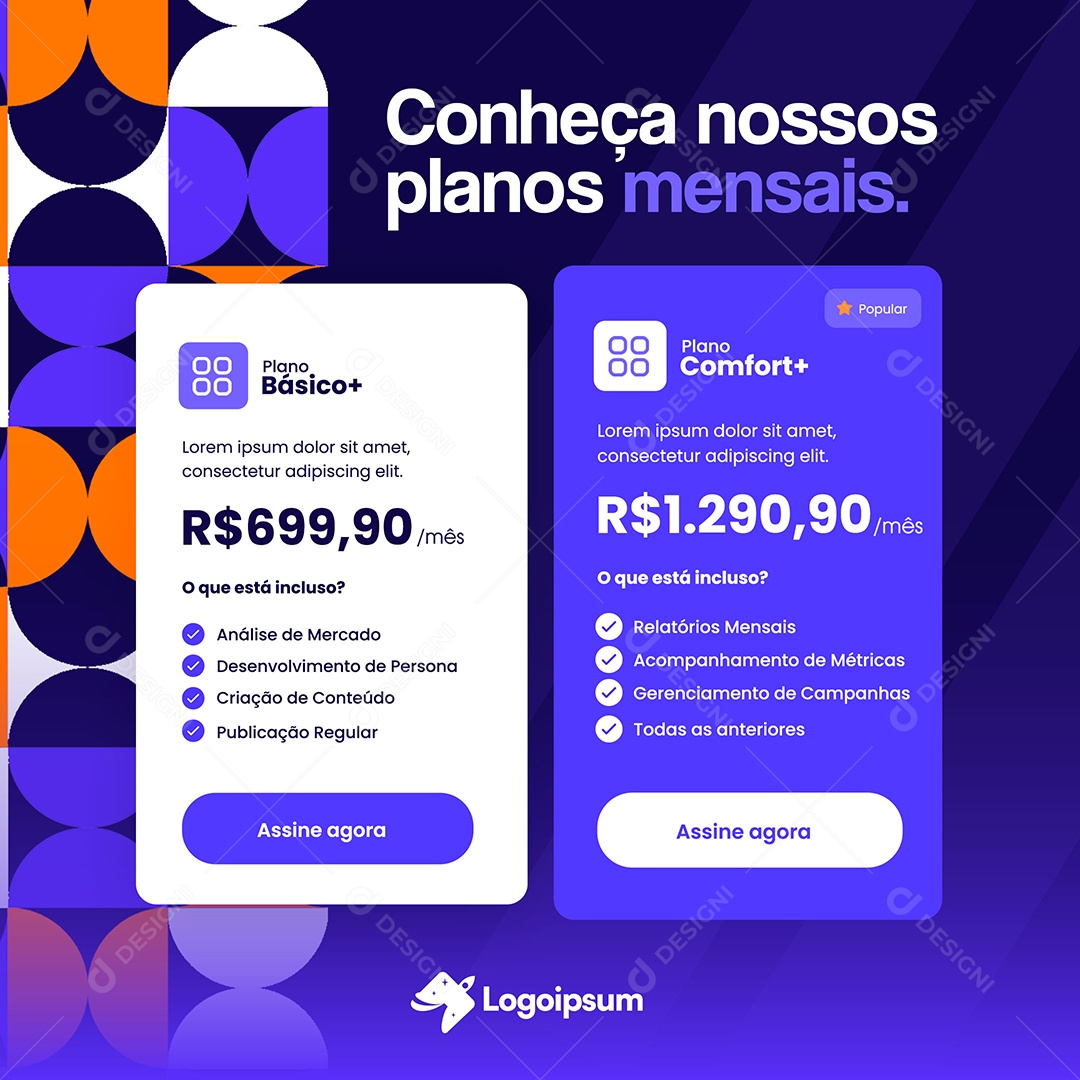 Agência de Marketing Conheça Nossos Planos Mensais Social Media PSD Editável