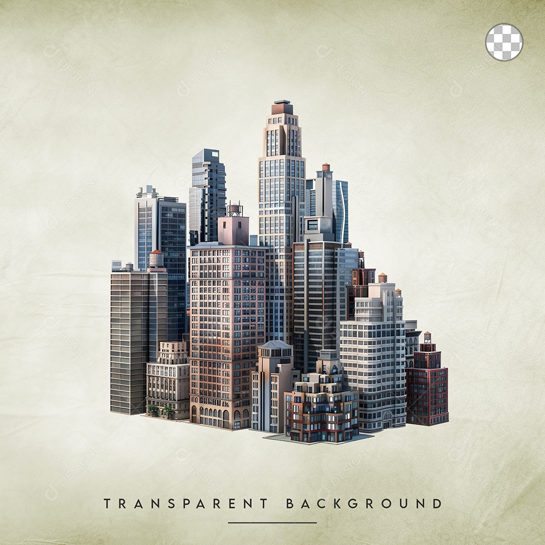 Elemento 3D Prédio Para Composição PSD