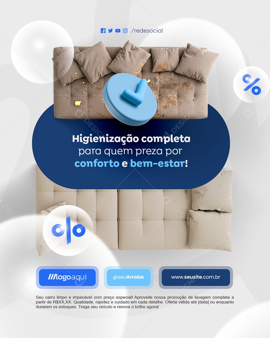 Lavagem a Seco Higienização Completa Social Media PSD Editável