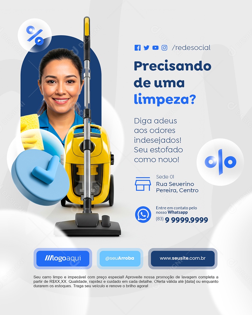 Lavagem a Seco Precisando de Uma Limpeza Social Media PSD Editável