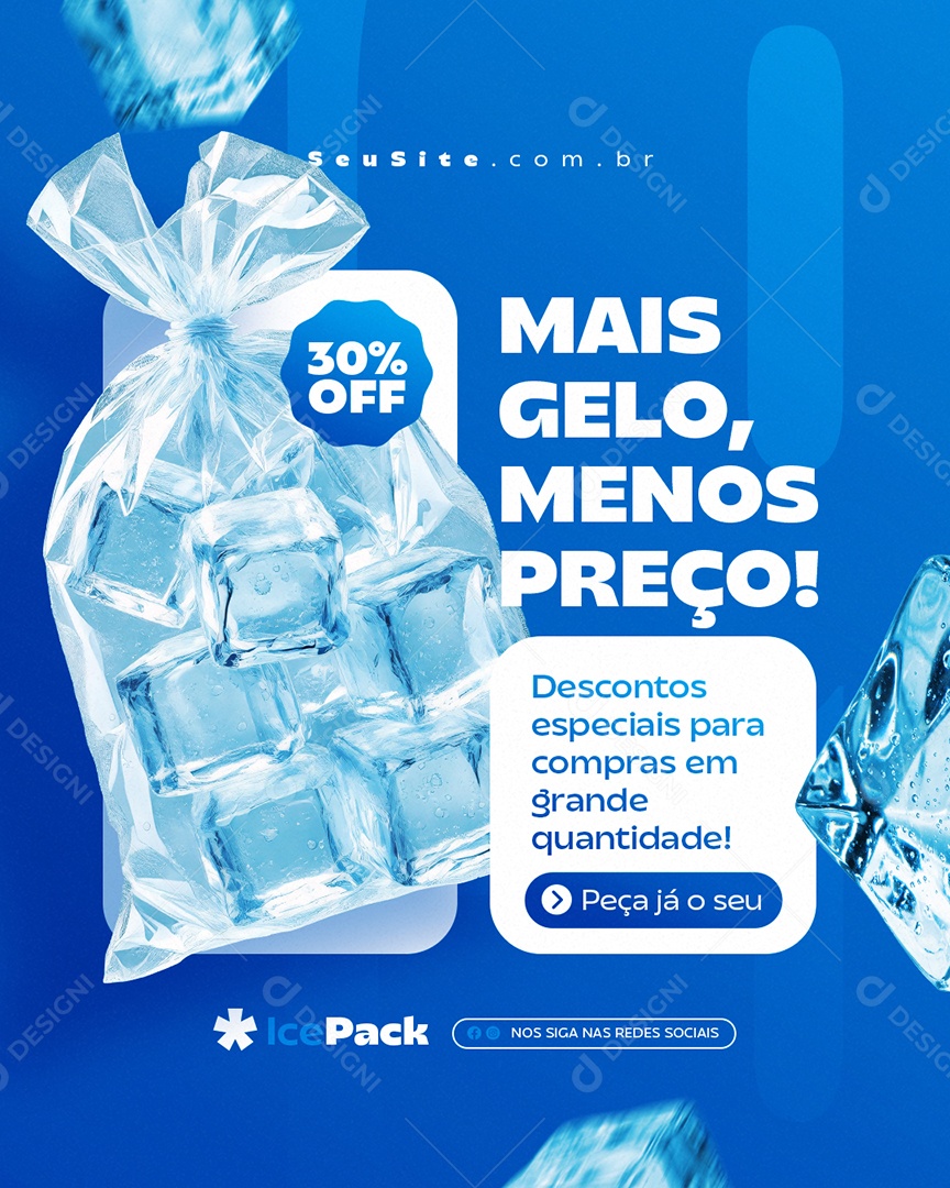 Loja de Gelo Peça Já o Seu Social Media PSD Editável
