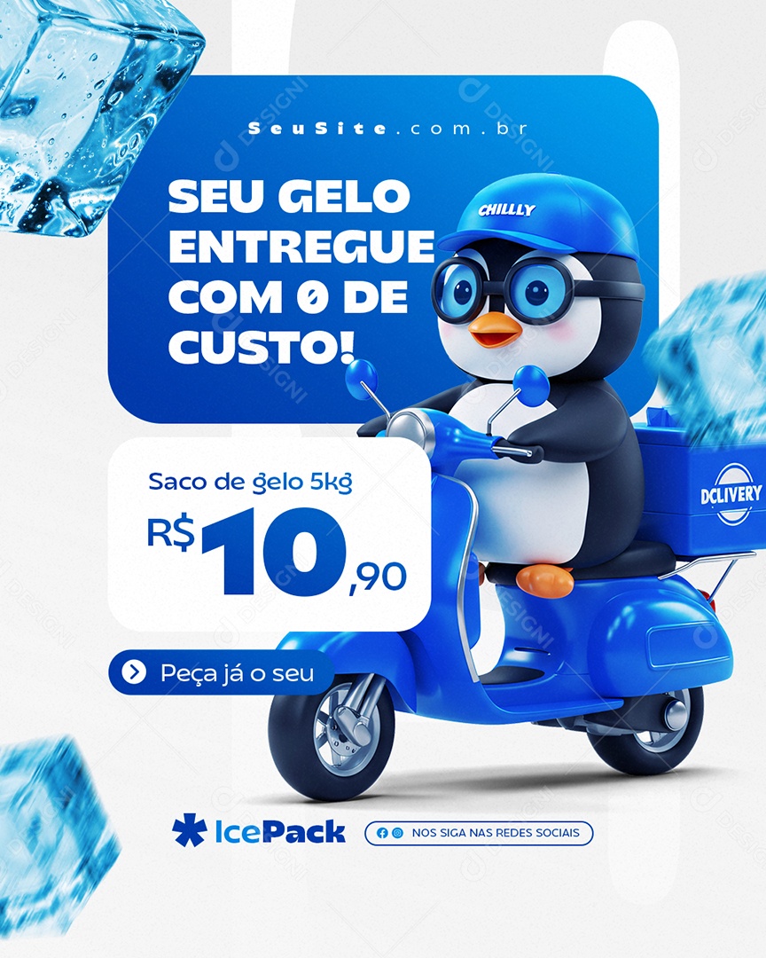 Loja de Gelo Saco de Gelo Social Media PSD Editável