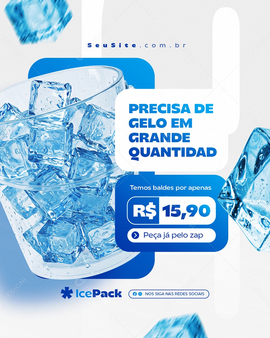 Loja de Gelo Precisa de Gelo em Grande Quantidade Social Media PSD Editável