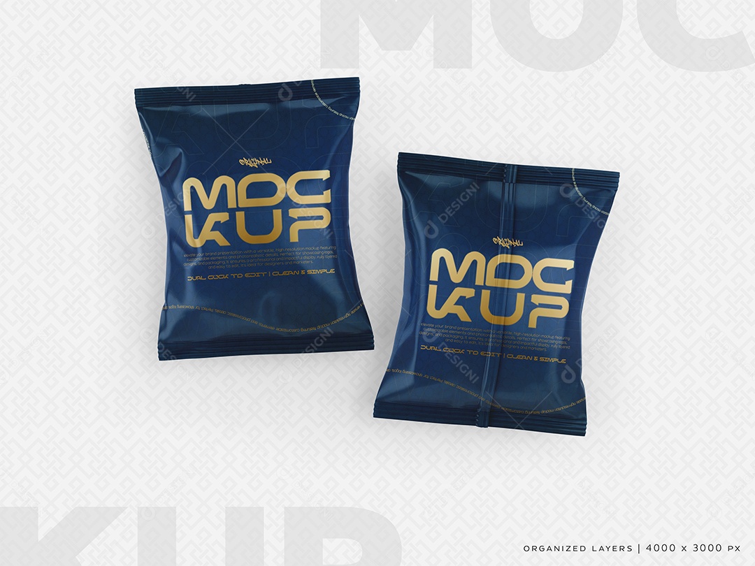 Mockup de Dois Pacotes de Batata Frita PSD Editável