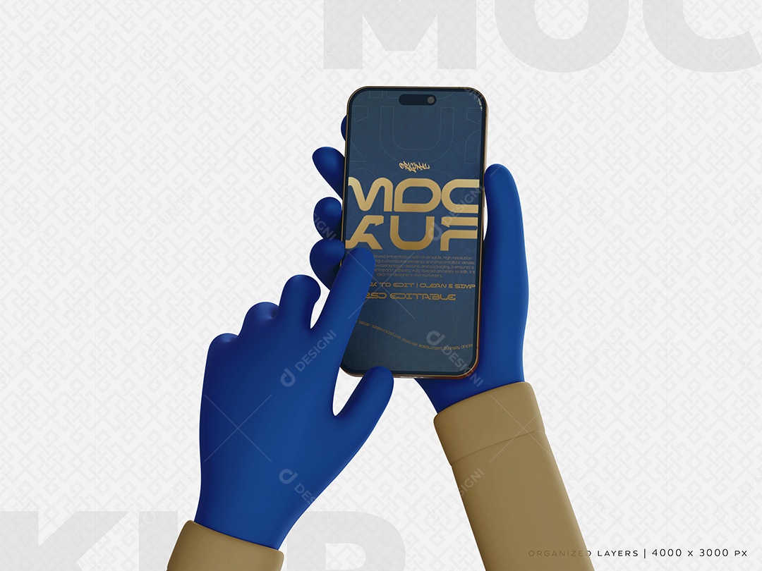 Celular na Mão Mockup PSD Editável