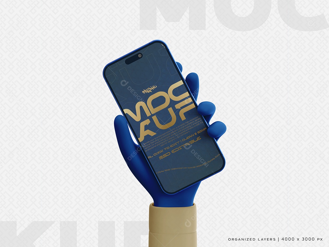 Celular na Mão Mockup PSD Editável