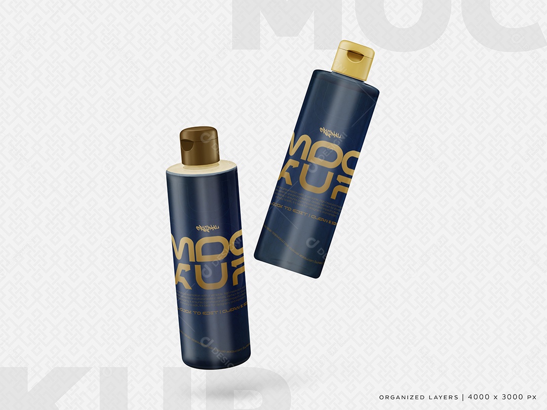 Dois Frascos de Shampoo Mockup PSD Editável