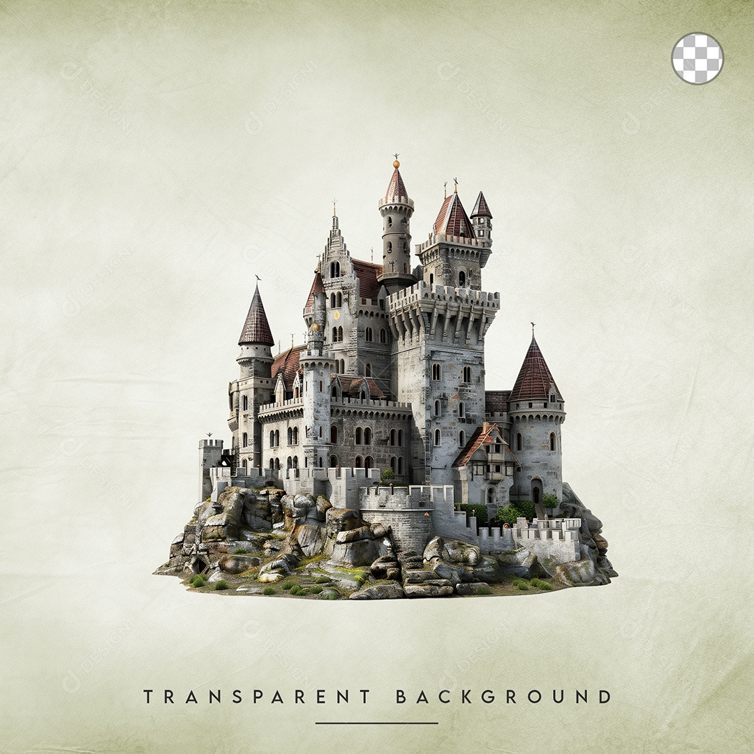 Elemento 3D Castelo Para Composição PSD