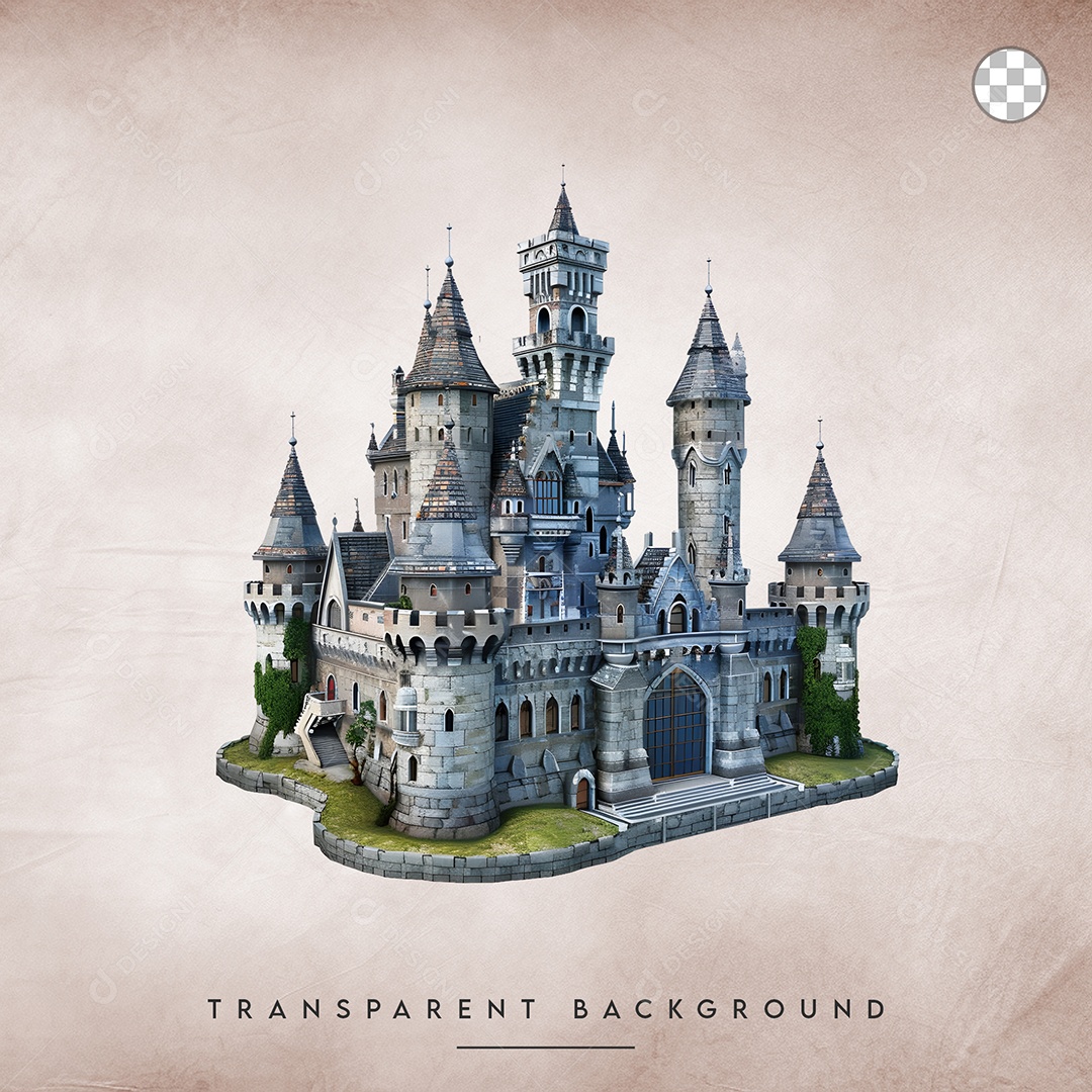 Elemento 3D Castelo Para Composição PSD
