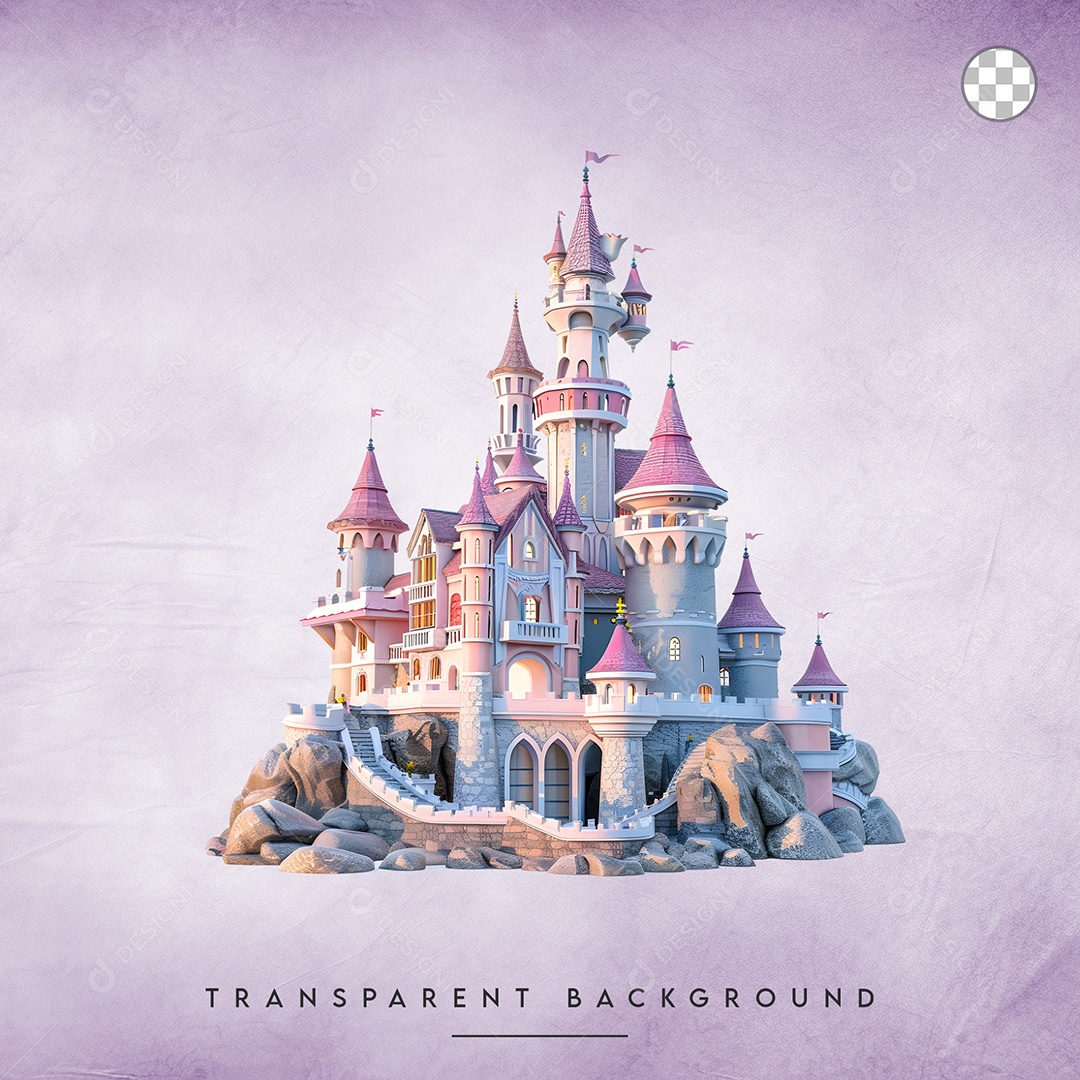 Elemento 3D Castelo Para Composição PSD