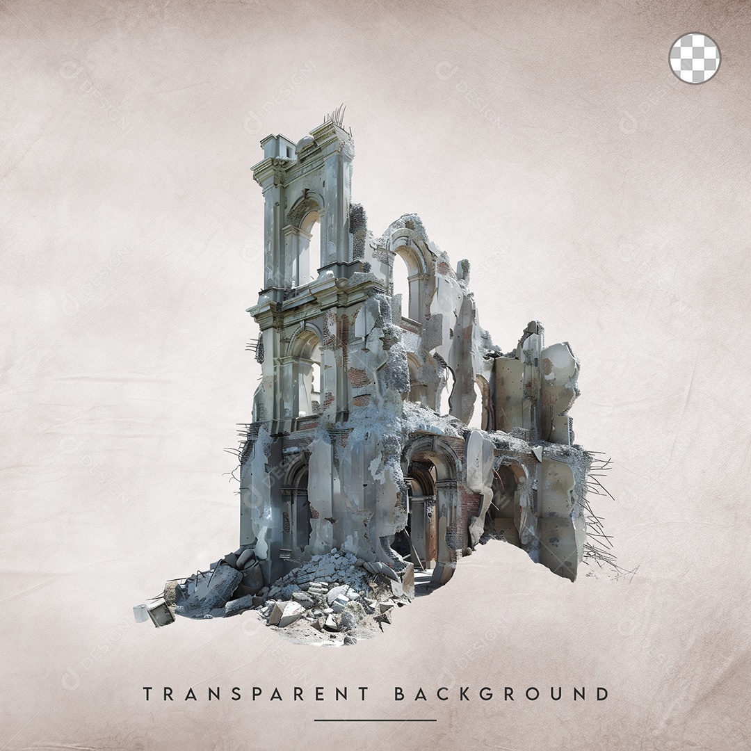 Elemento 3D Ruína Para Composição PSD