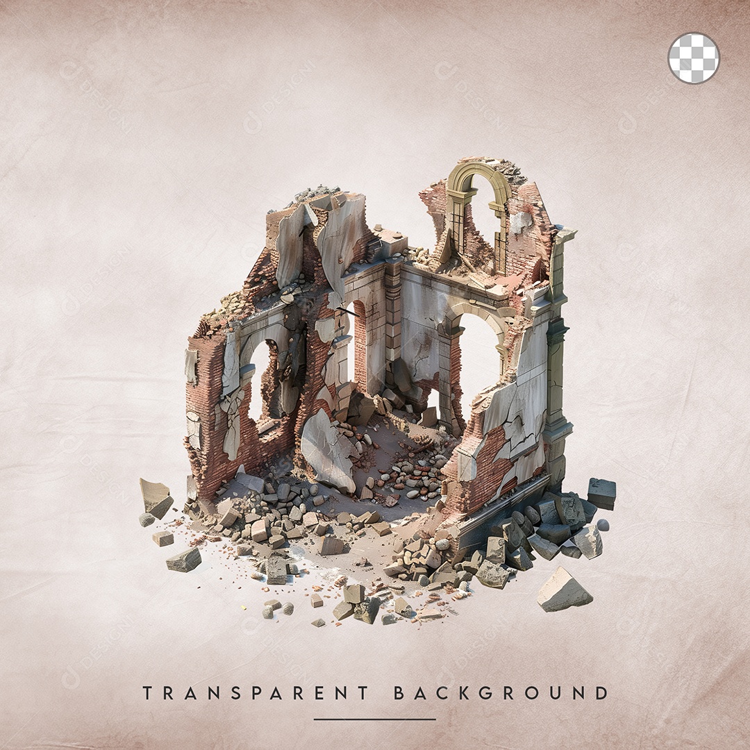 Elemento 3D Ruína Para Composição PSD