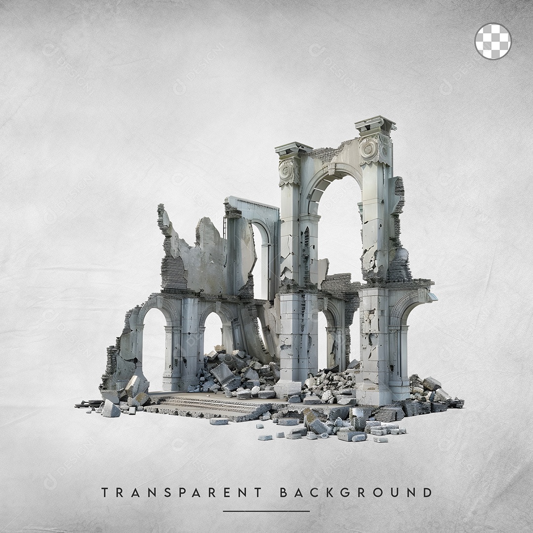 Elemento 3D Ruína Para Composição PSD