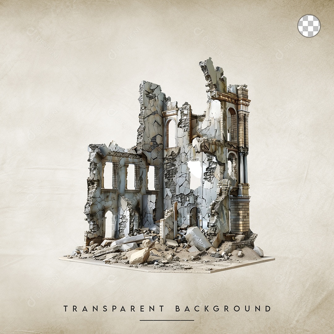 Elemento 3D Ruína Para Composição PSD