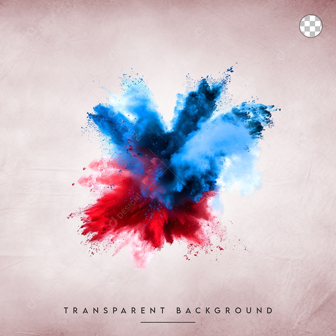 Elemento 3D Splash de Tinta Vermelho e Azul  Para Composição PSD