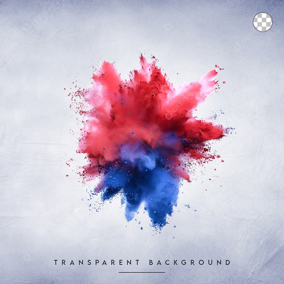 Elemento 3D Splash de Tinta Vermelho e Azul Para Composição PSD