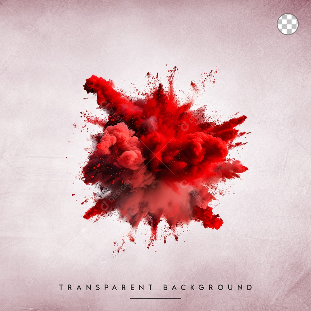 Elemento 3D Splash de Tinta Vermelho Para Composição PSD