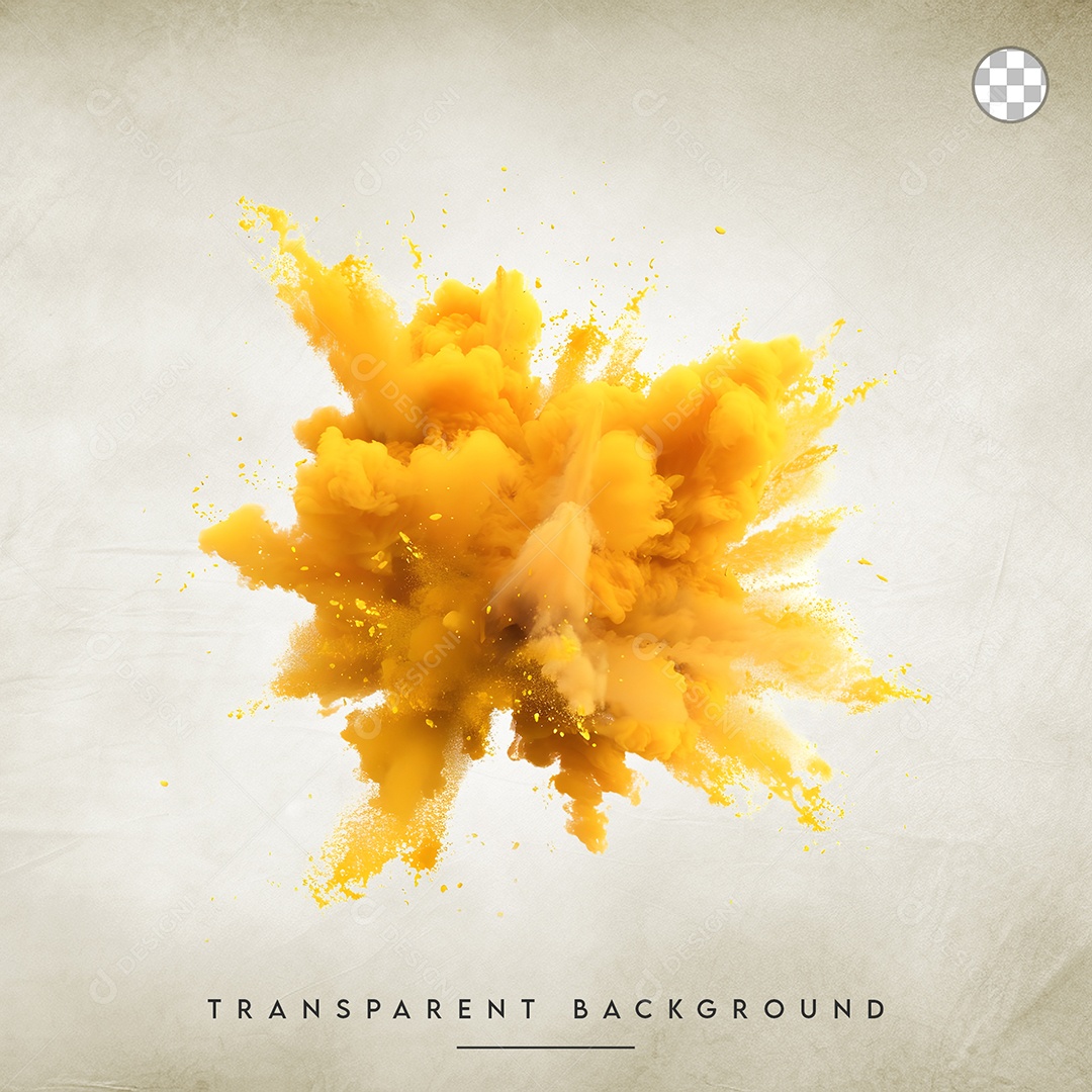 Elemento 3D Splash de Tinta Amarelo Para Composição PSD