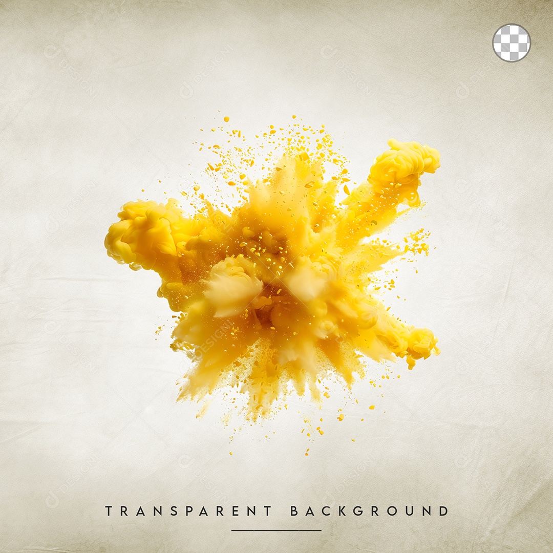 Elemento 3D Splash de Tinta Amarelo Para Composição PSD