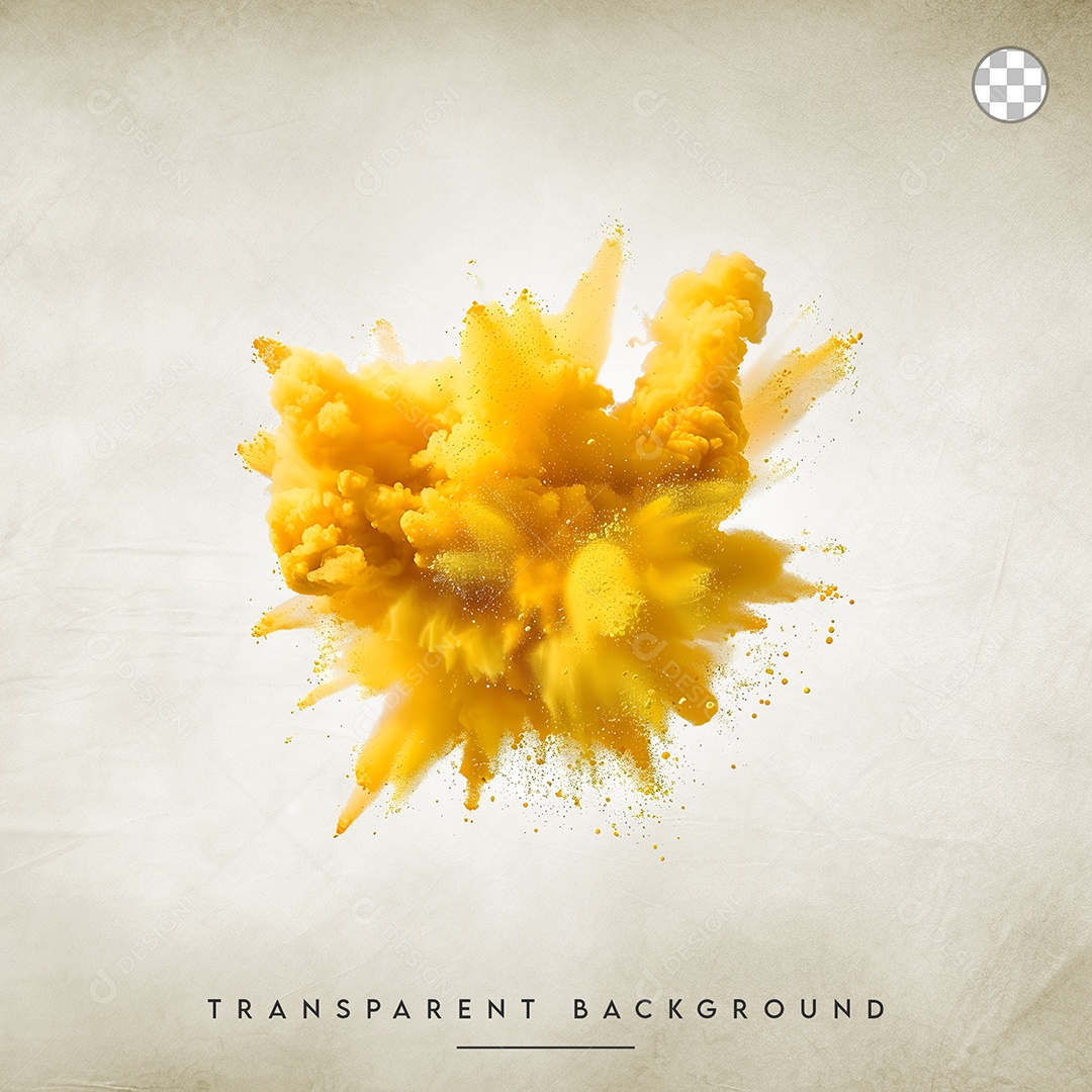 Elemento 3D Splash de Tinta Amarelo Para Composição PSD