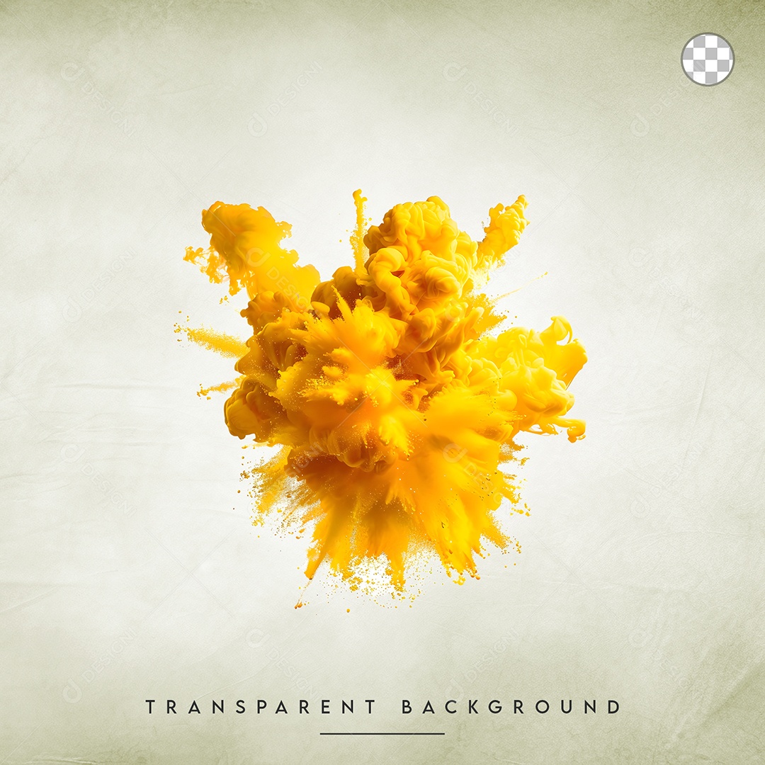 Elemento 3D Splash de Tinta Amarelo Para Composição PSD