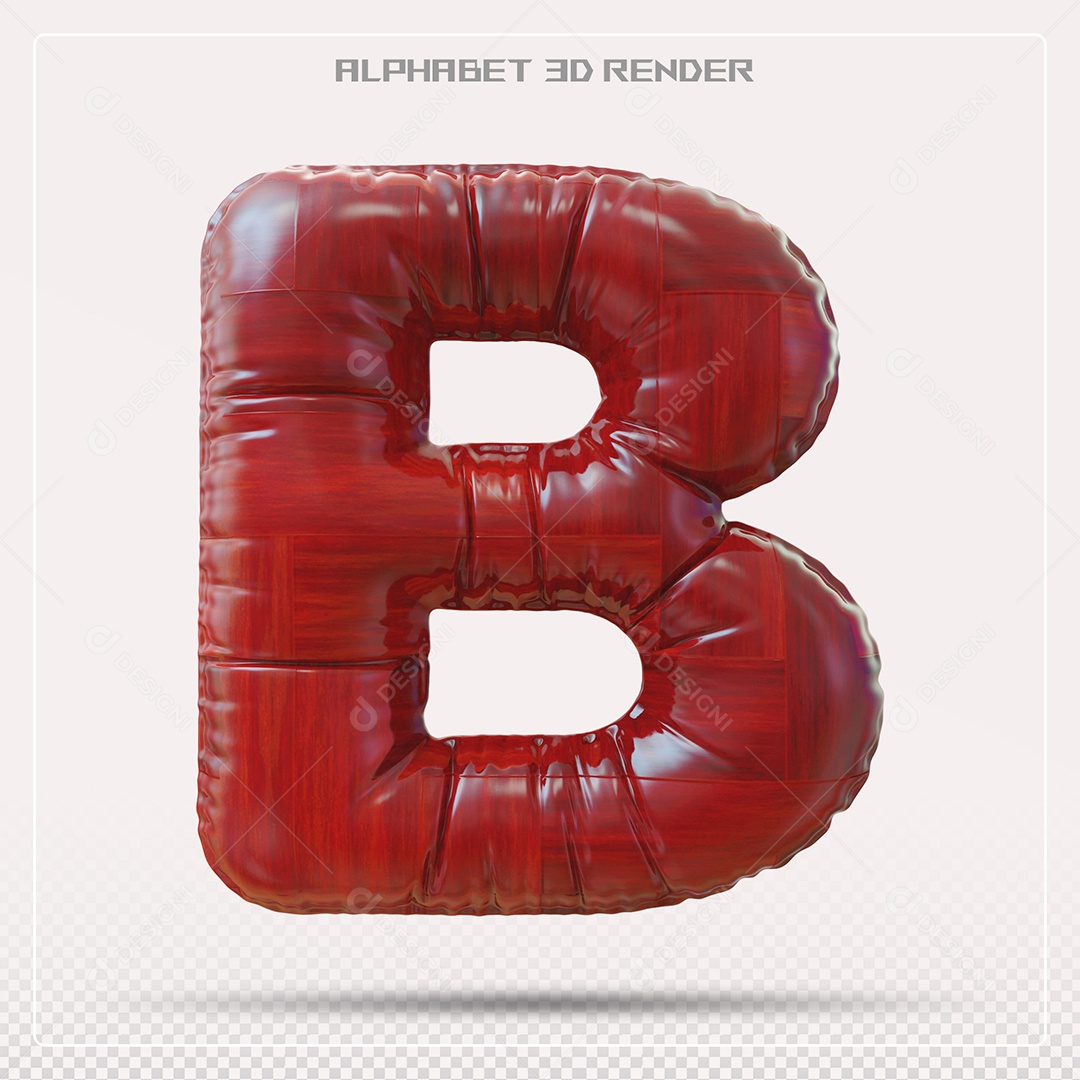 Elemento 3D Letra B Vermelha para Composição PSD