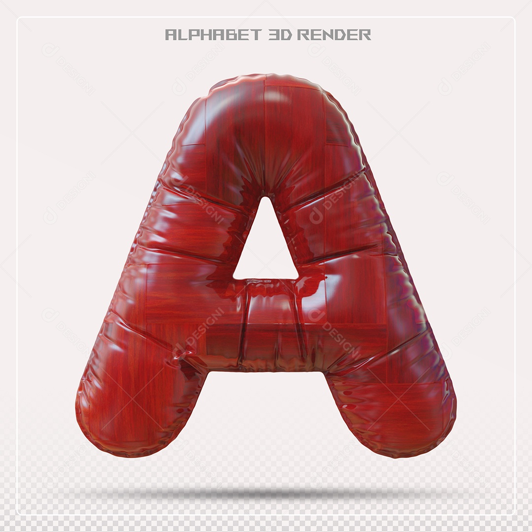 Elemento 3D Letra A Vermelha para Composição PSD