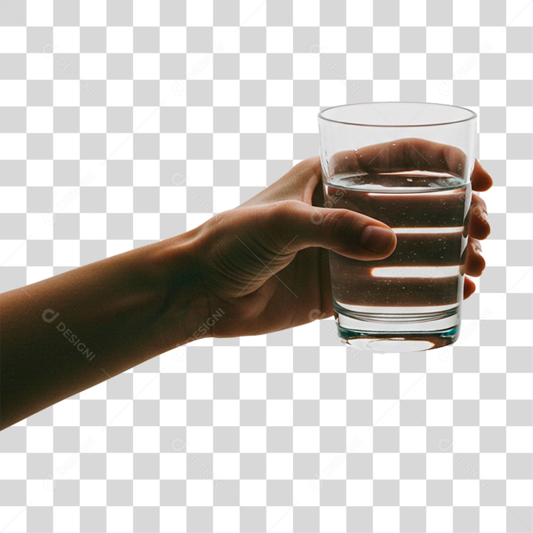 Mão Segurando Copo de Água PNG Transparente