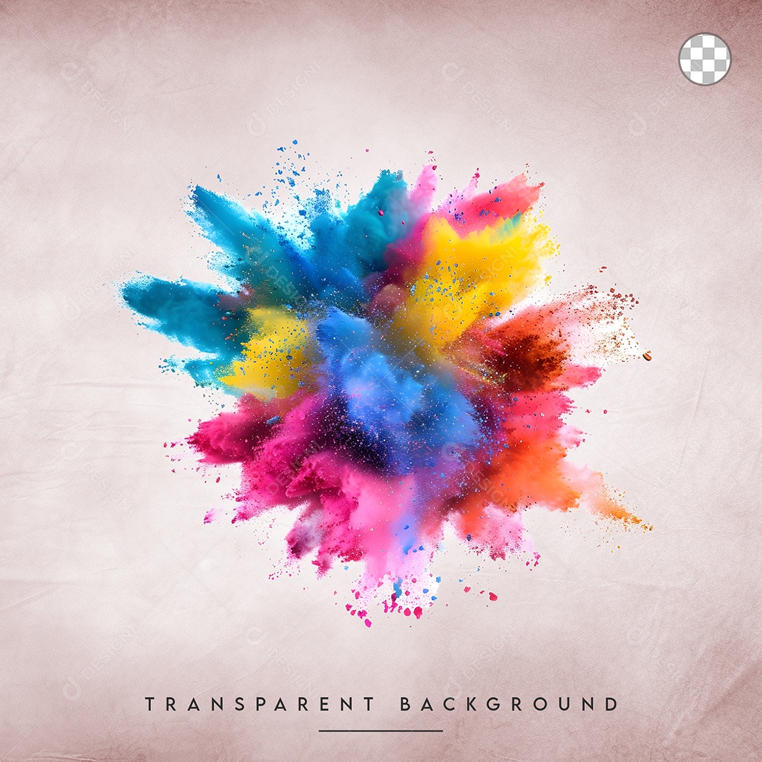 Elemento 3D Splash de Tinta Colorido Para Composição PSD