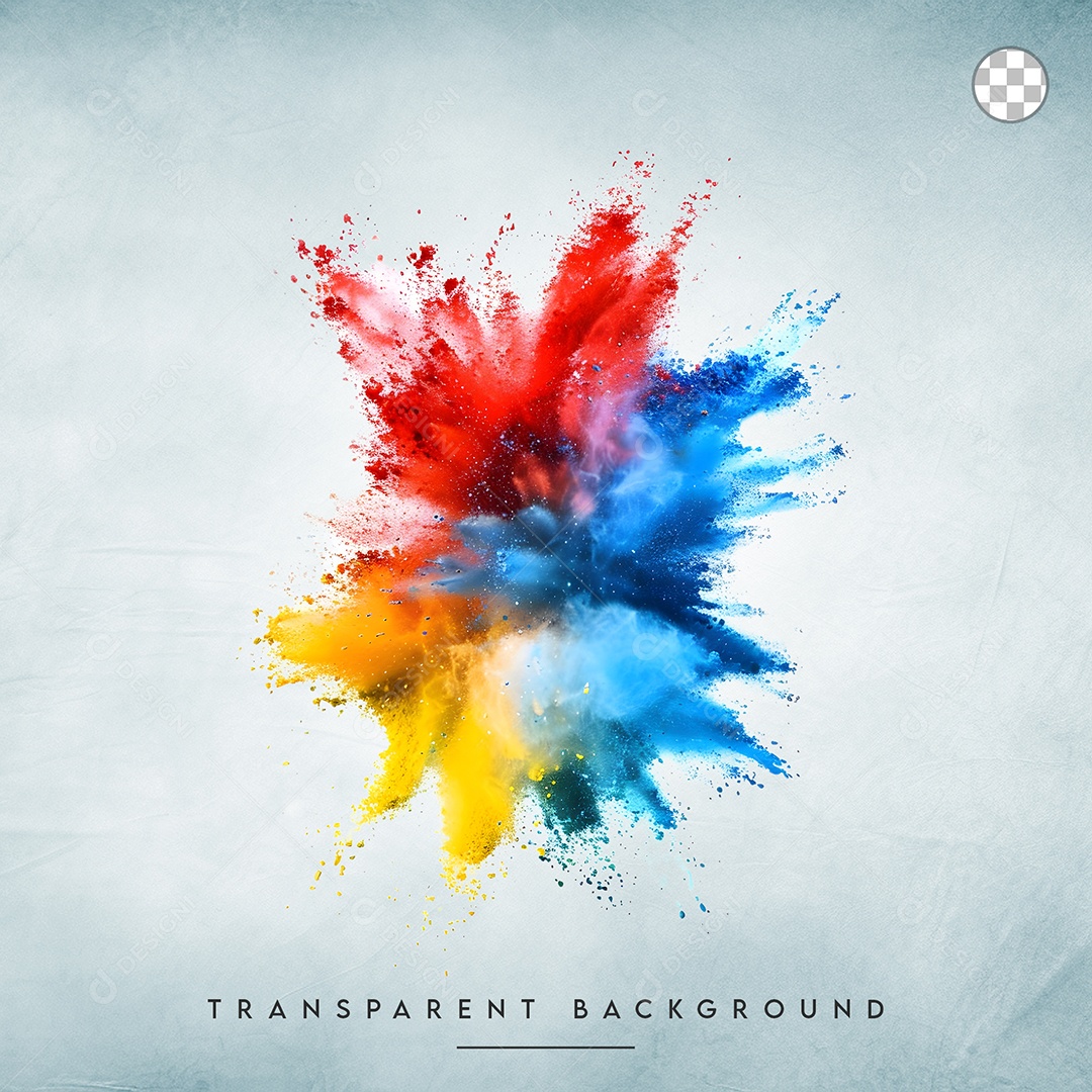 Elemento 3D Splash de Tinta Colorido Para Composição PSD