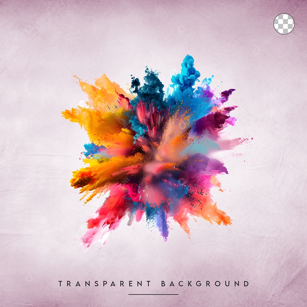 Elemento 3D Splash de Tinta Colorido Para Composição PSD