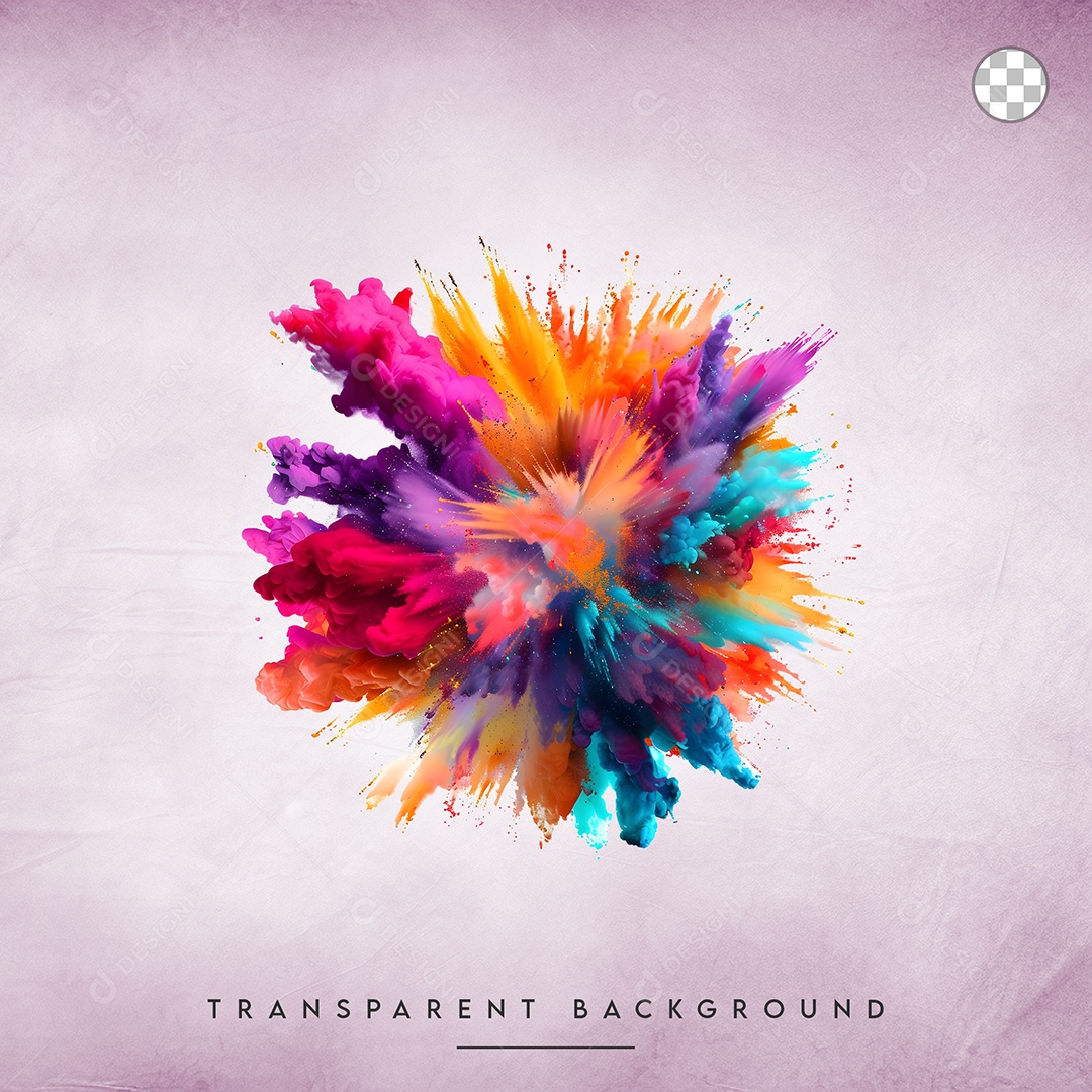 Elemento 3D Splash de Tinta Colorido Para Composição PSD