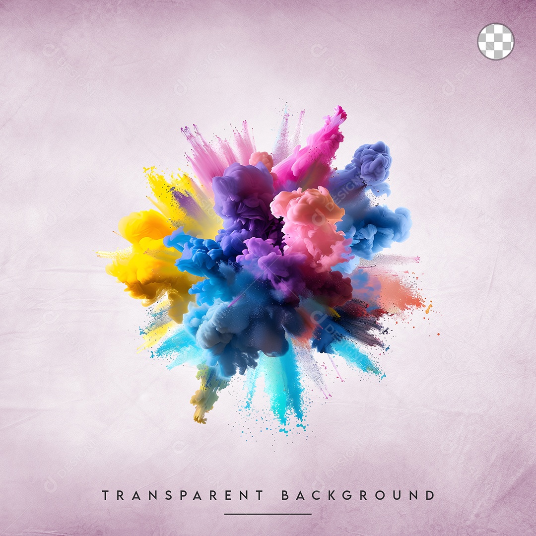 Elemento 3D Splash de Tinta Colorido Para Composição PSD