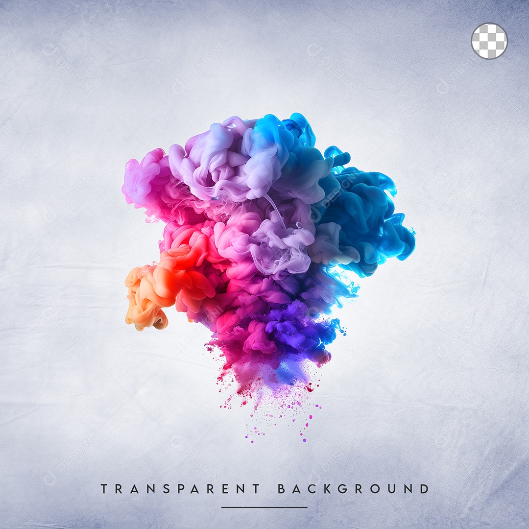 Elemento 3D Splash de Tinta Colorido Para Composição PSD