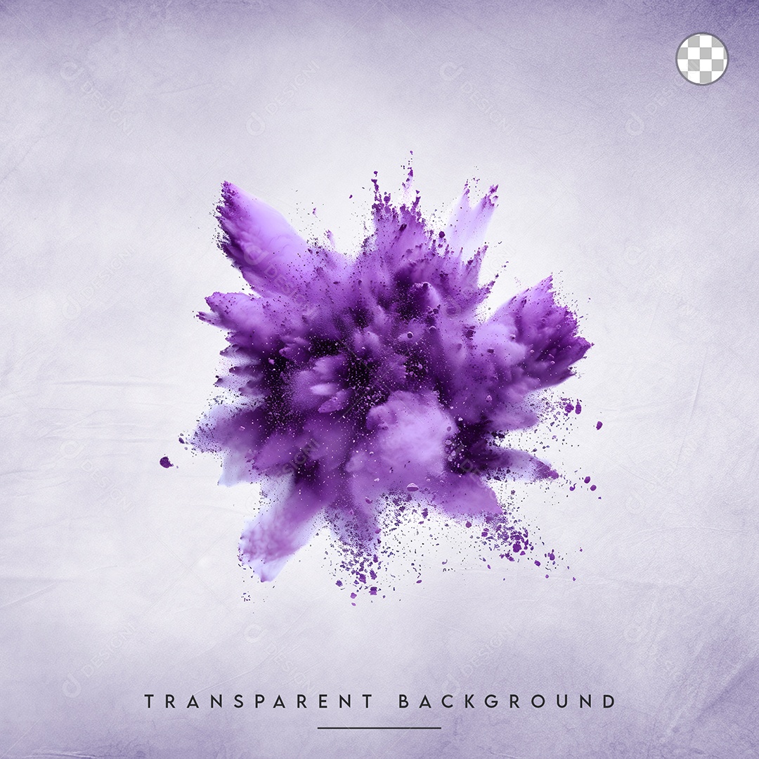 Elemento 3D Splash de Tinta Roxo Para Composição PSD