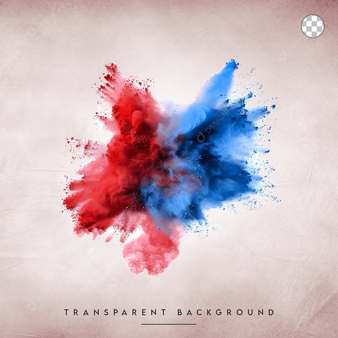 Elemento 3D Splash de Tinta Azul e Vermelho Para Composição PSD
