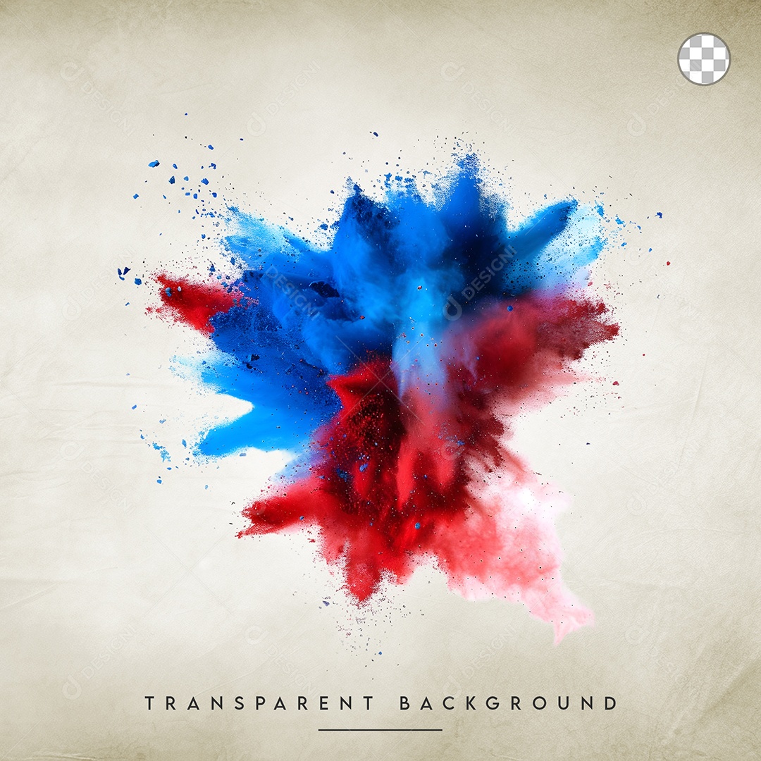 Elemento 3D Splash de Tinta Azul e Vermelho Para Composição PSD