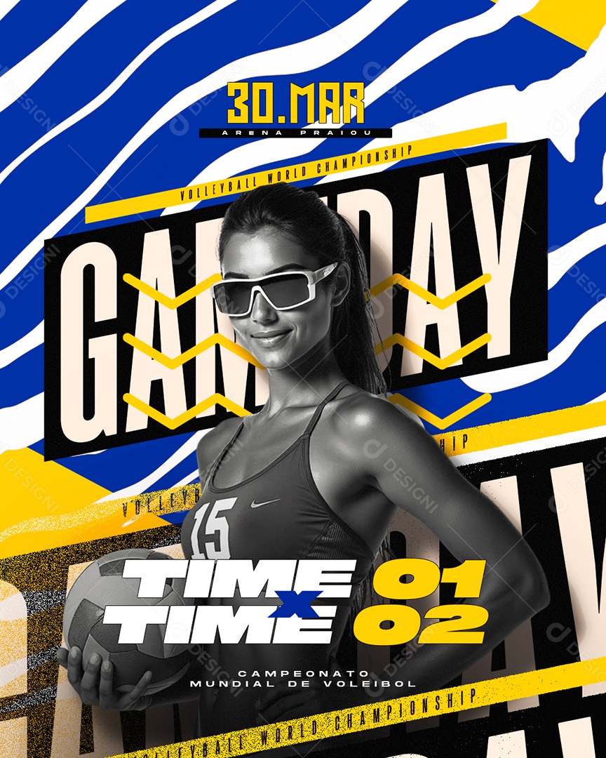 Volley Game Day Volleyball World Campions Social Media PSD Editável
