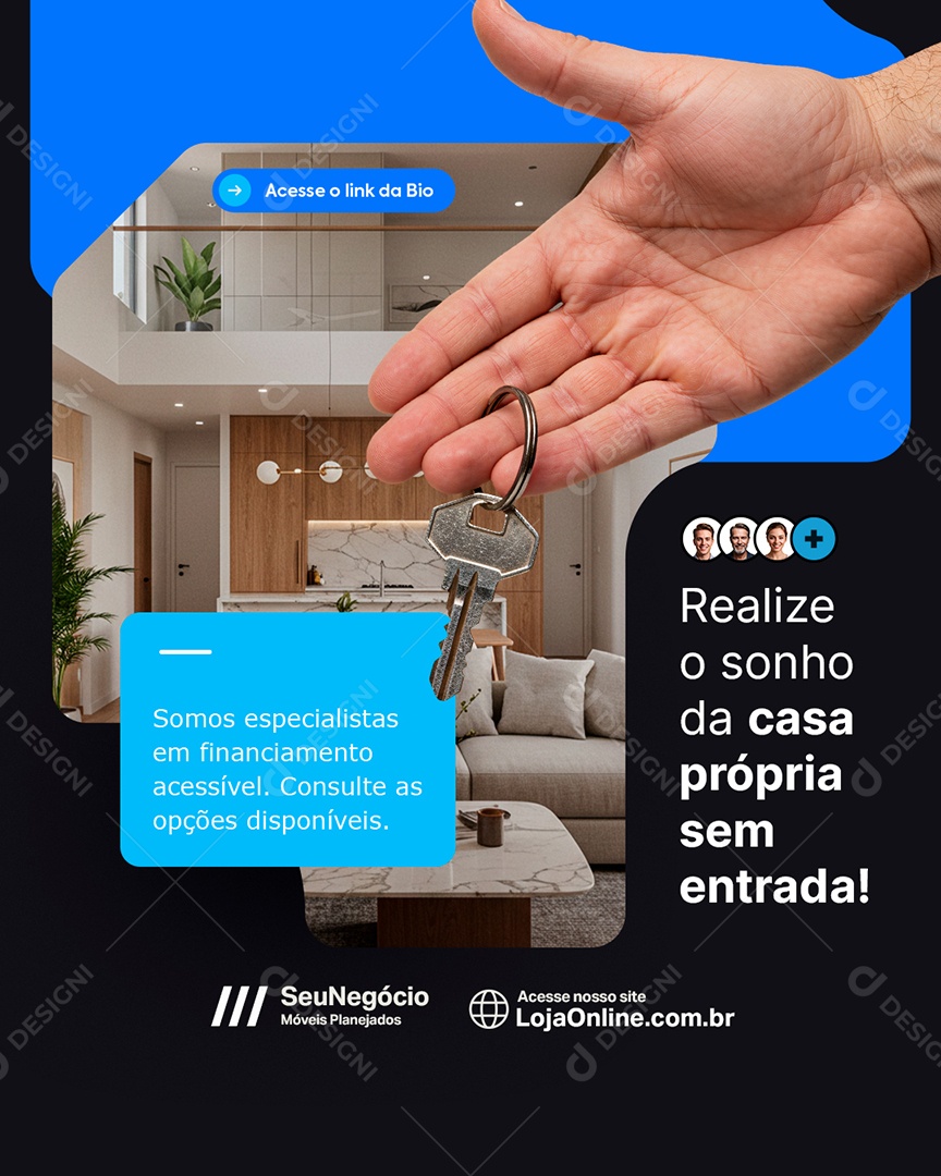 Social Media Imobiliária Realize o Sonho da Casa Própria Sem Entrada PSD Editável