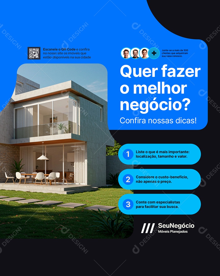 Imobiliária Quer Fazer O Melhor Negócio Social Media PSD Editável