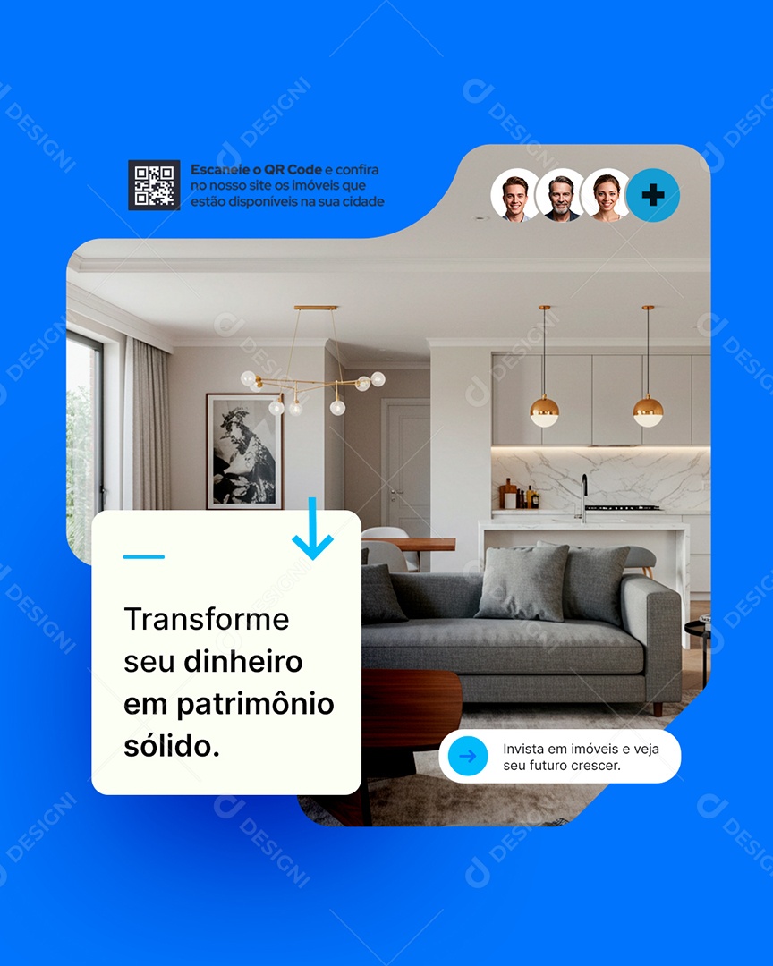 Imobiliária Transforme seu Dinheiro em Patrimônio Social Media PSD Editável