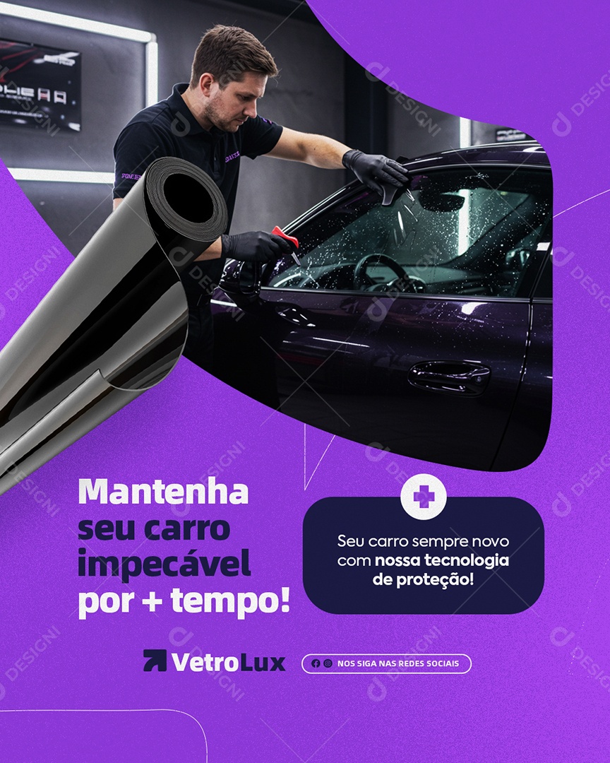 Empresa de Película Mantenha Seu Carro Impecável Social Media PSD Editável