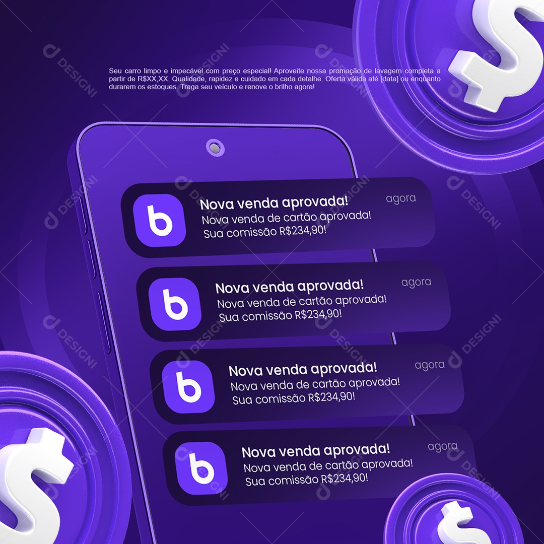 Notificação de Vendas Braip Nova Venda Aprovada Social Media PSD Editável