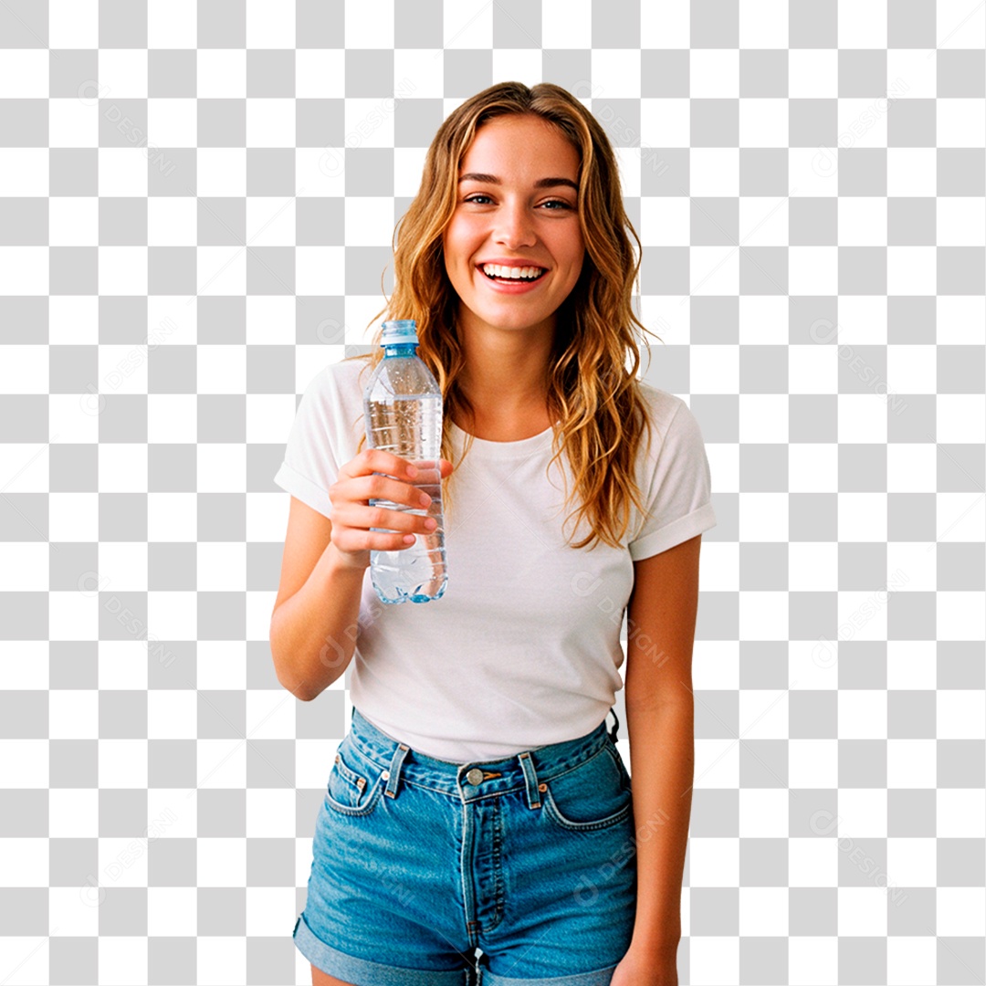 Mulher Segurando Garrafa PNG Transparente